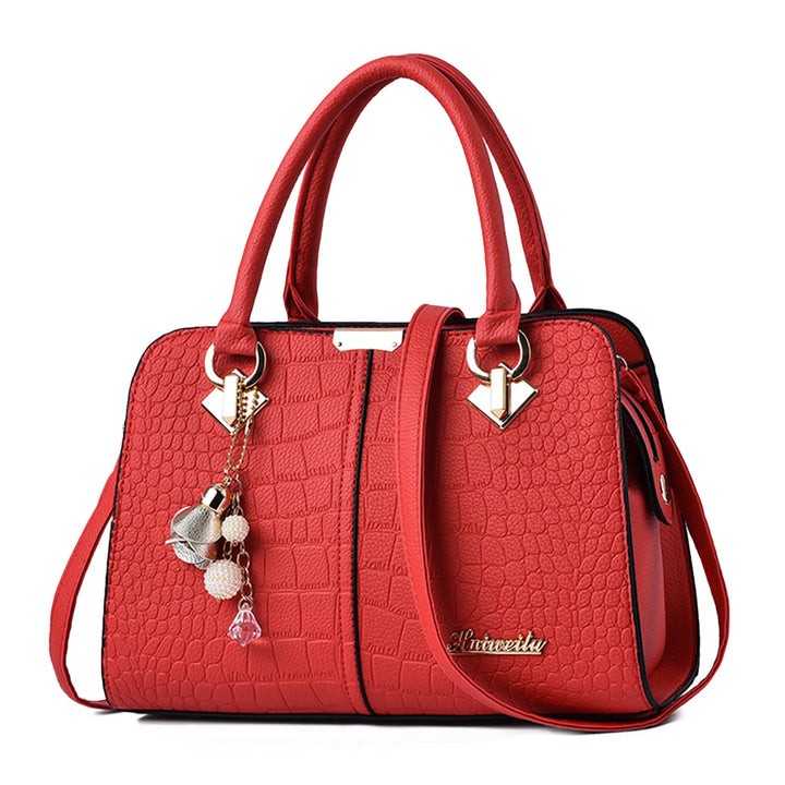 DIRRONA Damenhandtasche Mit Elegantem Anhänger Aus Weichem Verbessertem PU-Leder Und Goldenen Beschl