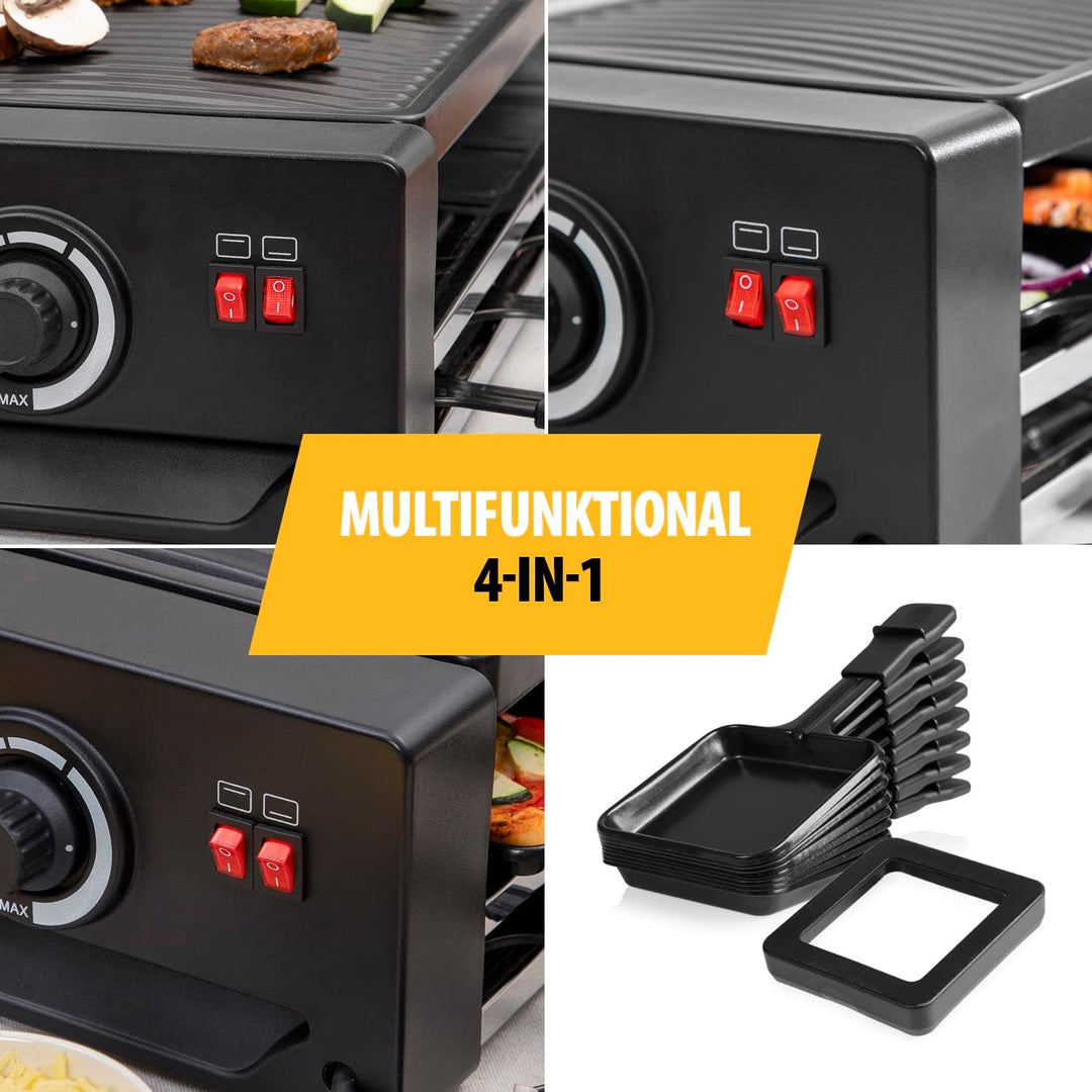 Tristar RA-2736 Multifunktionales Raclette- und Pizzagerät Einstellbarer Thermostat mit doppeltem He