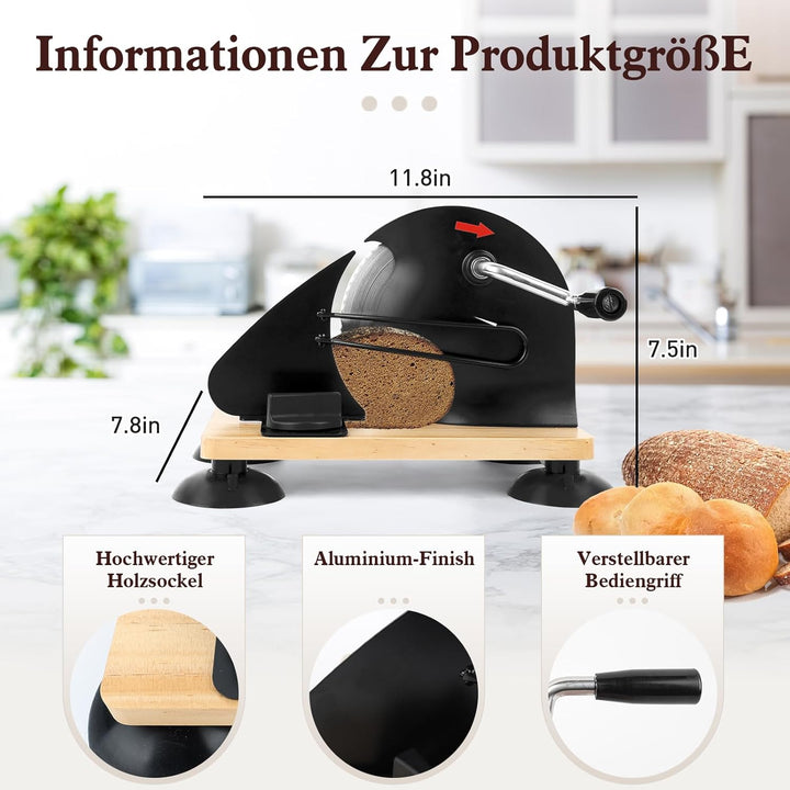 Brotschneidemaschine,Brotschneidemaschine Manuell,Edelstahl 304, Allesschneider Mit Skala,Einstellba