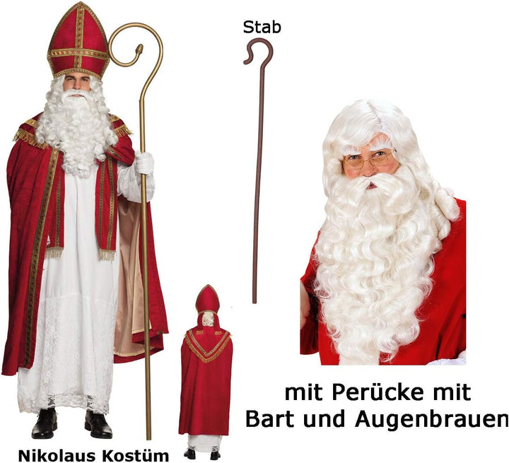 St Nikolaus Kostüm von Boland mit Perücke + Bart + Stab Gr. L/XL Weihnachten