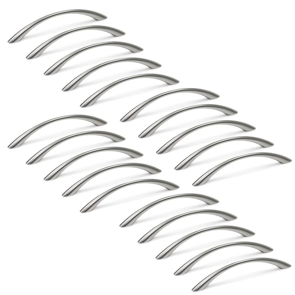 Emuca 9160951 Griffe für Möbelstück, CC 128mm, Zamak, Nickel satiniert, 20 Stück Nickel Satiniert CC