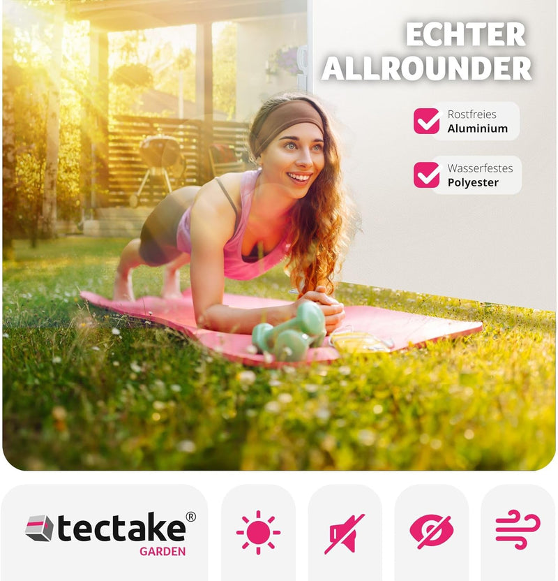 tectake blickdichte Aluminium Seitenmarkise, Wind- und Sichtschutz für Balkon, Garten und Terrasse,