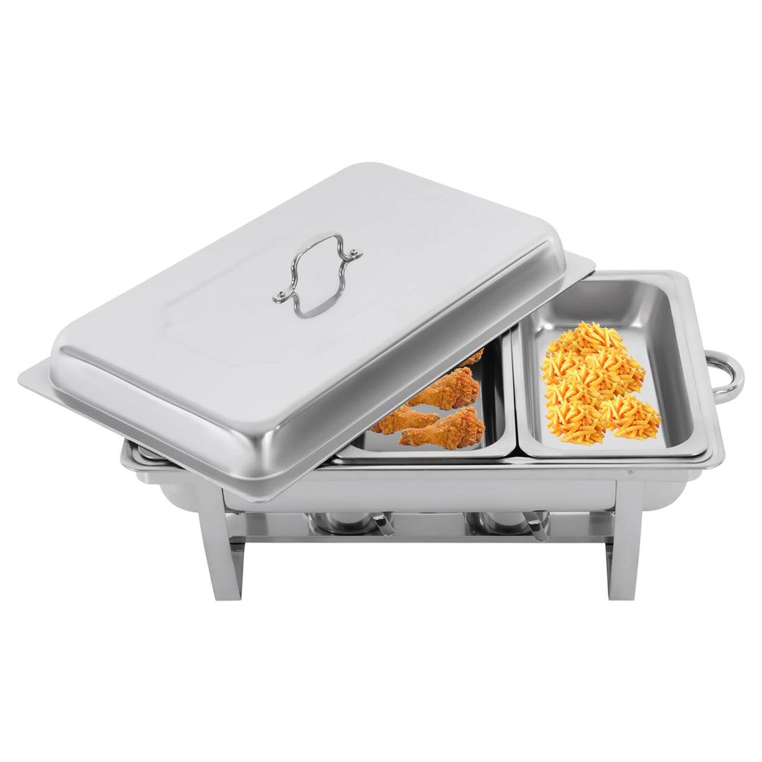 Edelstahl Warmhaltebehälter, 9 L Edelstahl 3 Grid Chafing Dish Speisenwärmer Warmhaltebehälter Recht