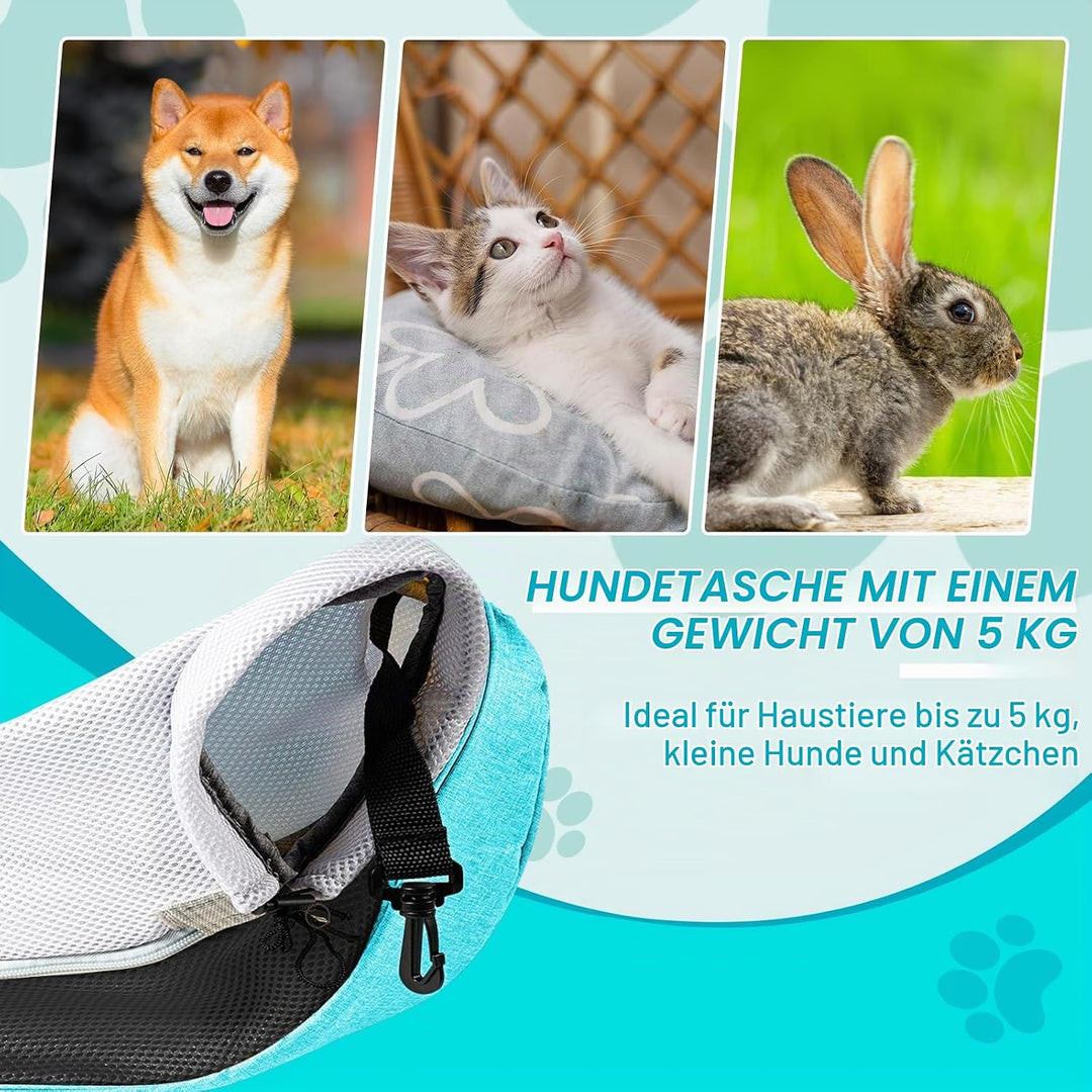 Tragetuch Hund Hundetragetasche Welpen, Atmungsaktives Hundetragetasche bis 5kg Hundetragetuch für K