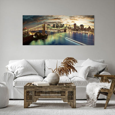 Wandbilder Dekoration Wohnzimmer Amerika Architektur New York Panorama Bilder auf Leinwand 120x50cm