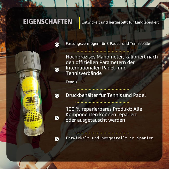 PASCAL BOX - Das einzige Präzisionssystem zur Druckbeaufschlagung von Tennis-, Padel- und Frontenisb