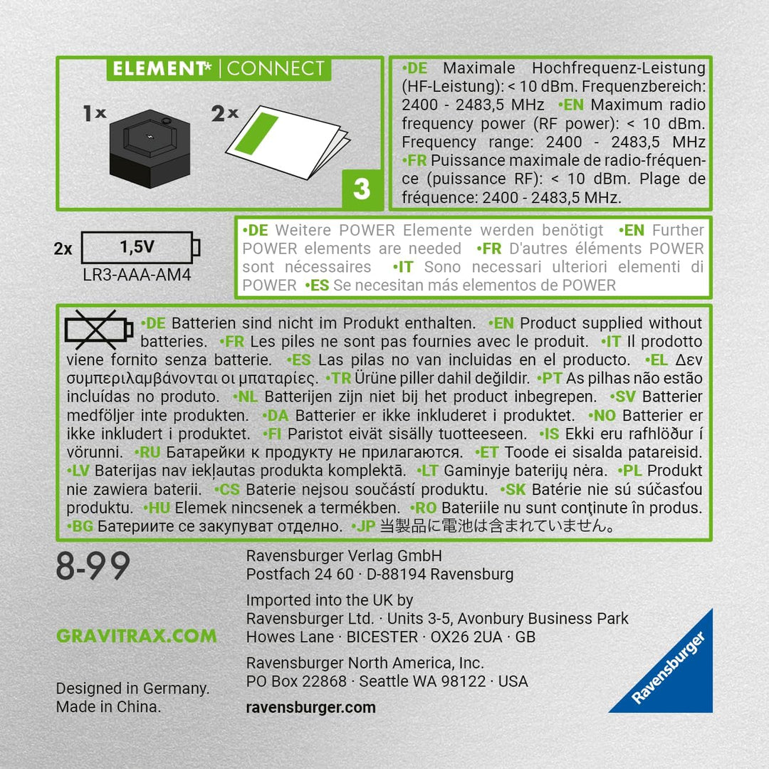 Ravensburger GraviTrax POWER Element Connect 27469 - elektronische Erweiterung für deine Kugelbahn -