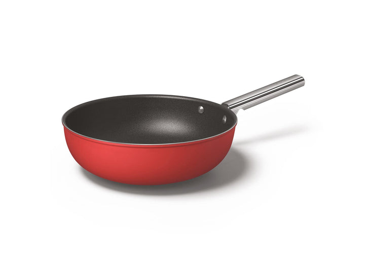Smeg, CKFW3001RDM, Antihaft-Wok, Durchmesser 30 cm, ergonomischer Edelstahlgriff, für alle Herdarten