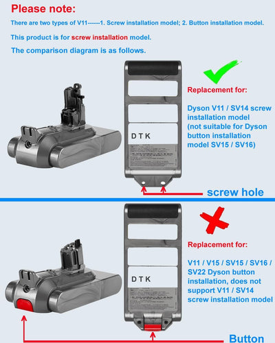 DTK Ersatzakku für Dyson V8 SV10 Akku Staubsauger Absolute, Animal, Fluffy Li-Ionen Batterie Vakuum-