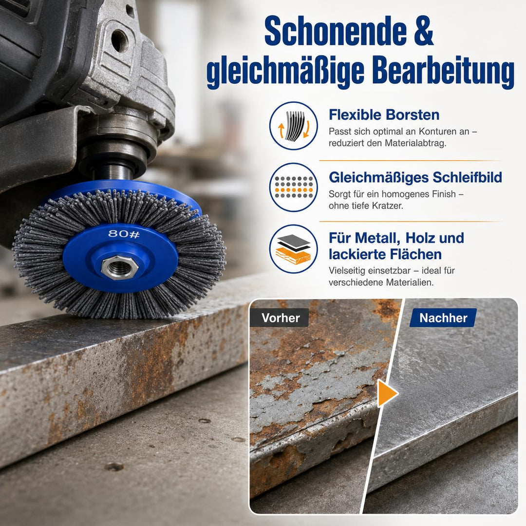 Nylon-Scheibenbürste 2er Set Körnung 80 und 120