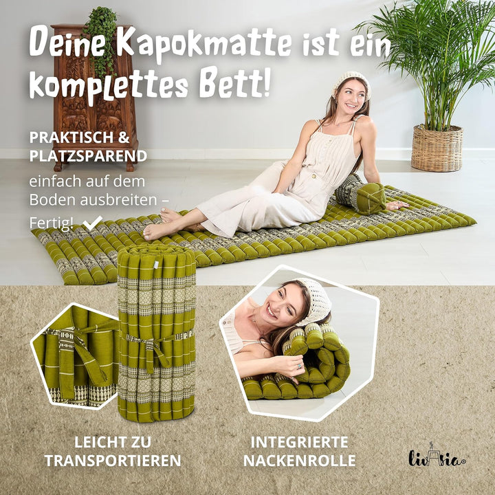 livasia Rollmatte Rollmatratze L-200x110x4,5cm, Gästebett Gästematratze 1 Person, Reisebett Kofferra