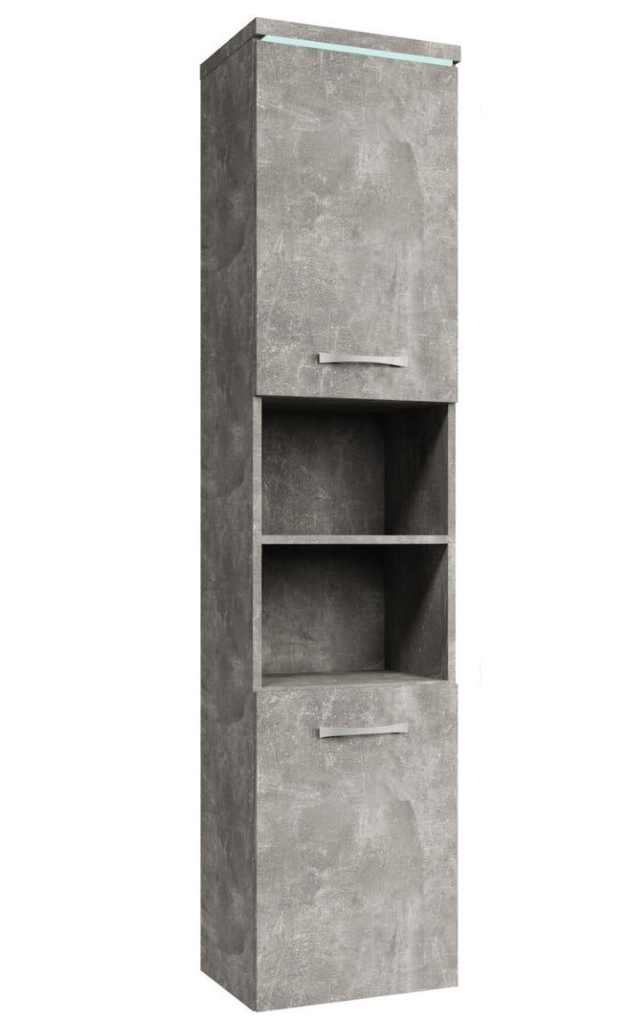 Badplaats Badezimmerschrank Paso 35 x 35 x 160 cm Beton Grau - Hoch Badschrank Mit 2 Türen Beton Hoc