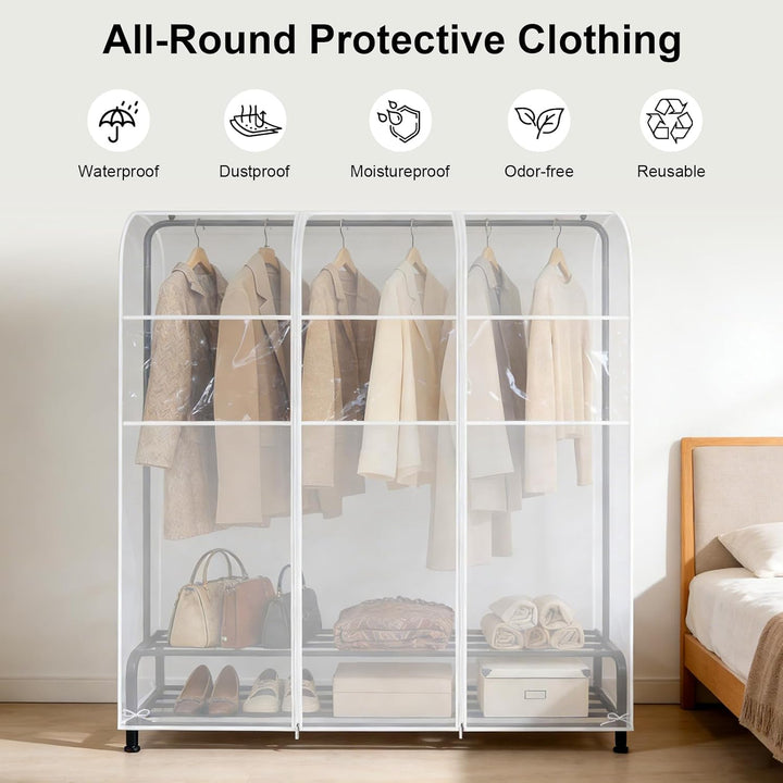 6ft Transparente Kleiderstange Stabile Schutzhülle mit Reissverschluss Klare Schutzhülle mit Reissve