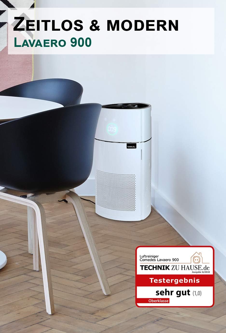 Comedes Lavaero 900 - Moderner 5-Stufen Luftreiniger inkl. Aktivkohle, HEPA-Filter und Ionisator | C