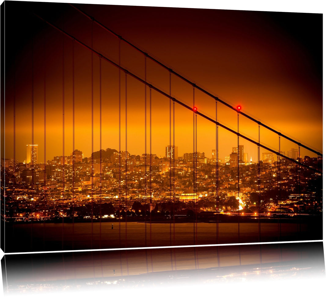 San Francisco Skyline Format: 100x70 auf Leinwand, XXL riesige Bilder fertig gerahmt mit Keilrahmen,