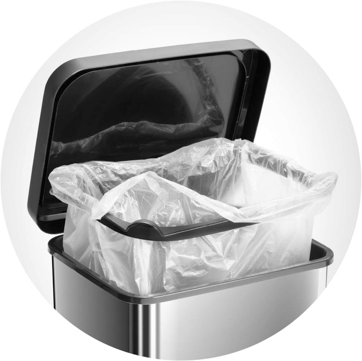 Rotho Paso Mülleimer 20l mit Deckel, Kunststoff (PP) BPA-frei, silbermetallic, 20l (29.3 x 26.6 x 45