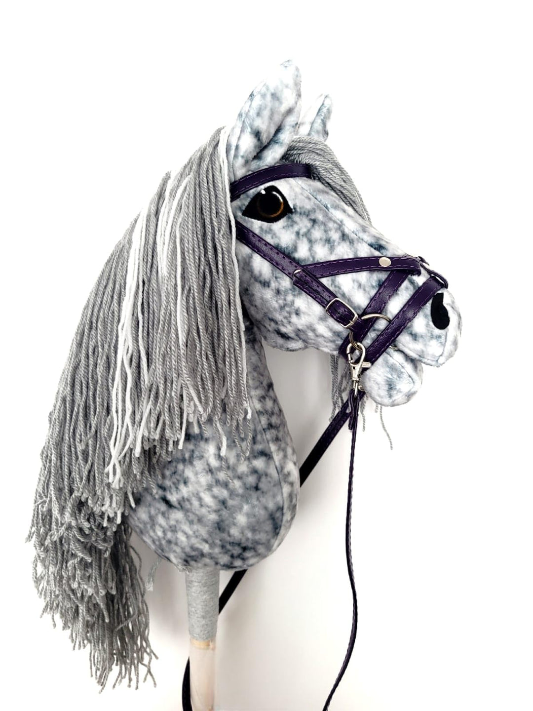 Hobby Horse Hobbypferd gross A3 (Pferd auf einem Stock) komplett mit Geschirr wie auf dem Foto (Silv