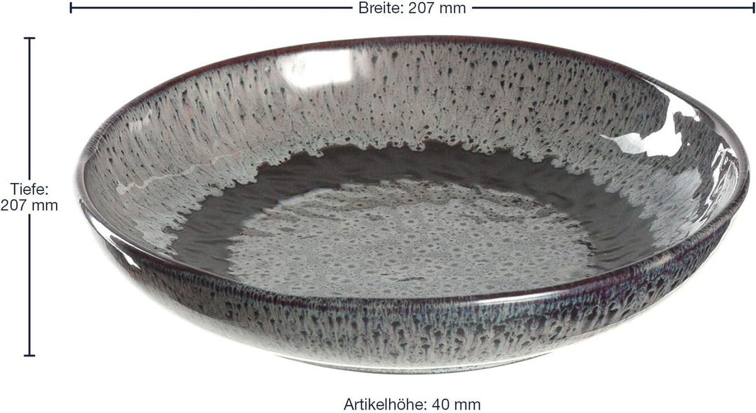 LEONARDO HOME 018562 MATERA 6er Set Teller, Keramik, Anthrazit Anthrazit Single, Anthrazit Single