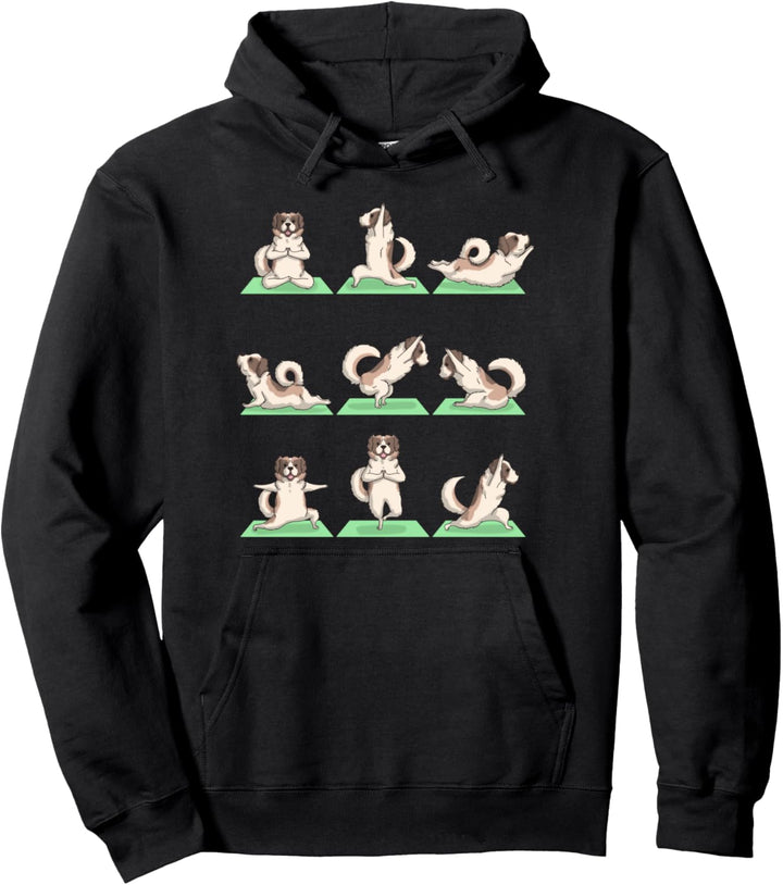 Saint Bernard Dog Yoga Pose Zen Cute Workout Exercise Yogi Pullover Hoodie