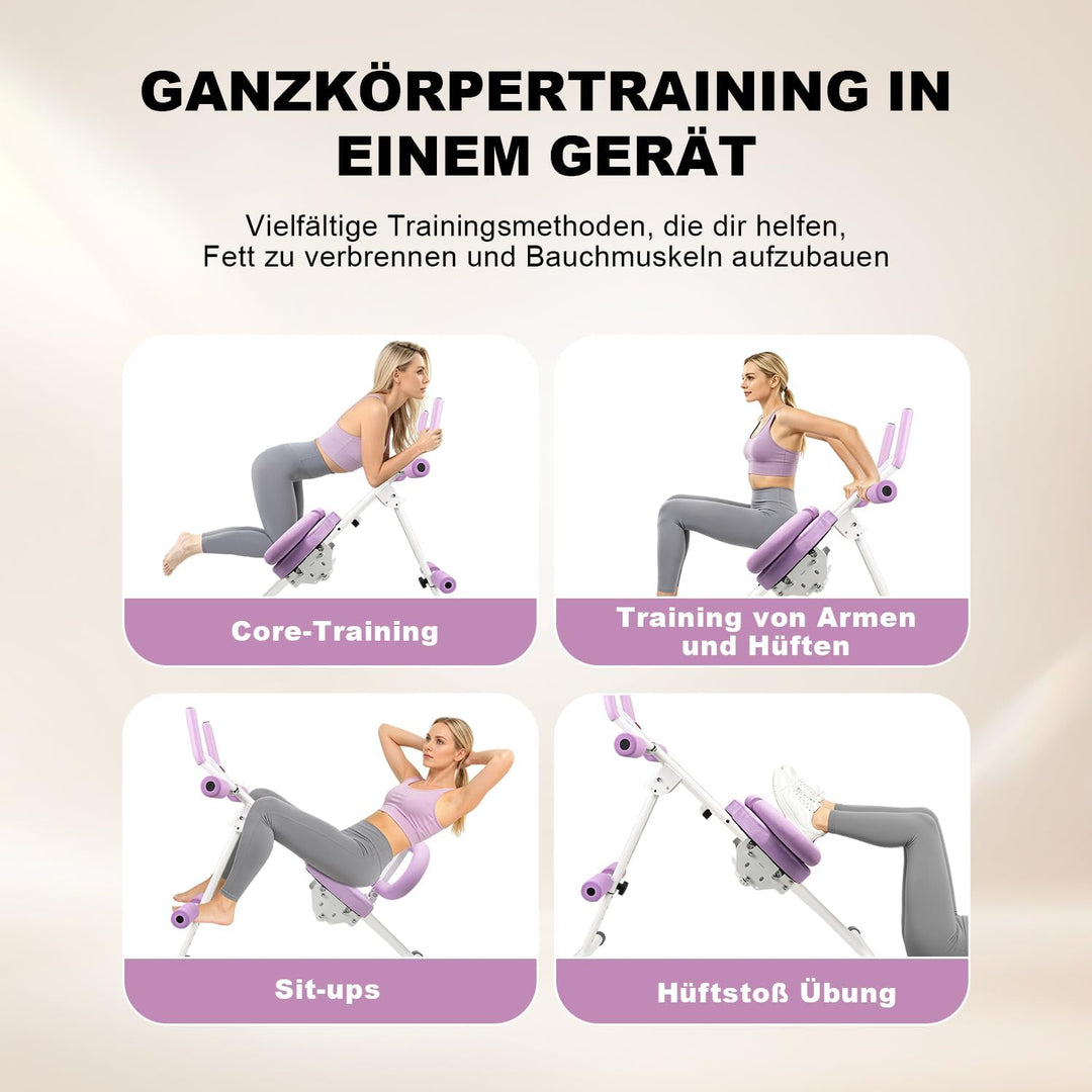 Bauchtrainer für Zuhause, Verstellbares&amp;Klappbar Bauchmuskeltrainer Basis Rückenlehne-Lila, Basis Rü
