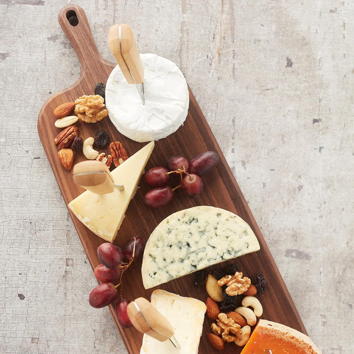 Point-Virgule Servierbrett aus Walnussholz mit Griff, perfekt zum Servieren von Vorspeisen und Käse,