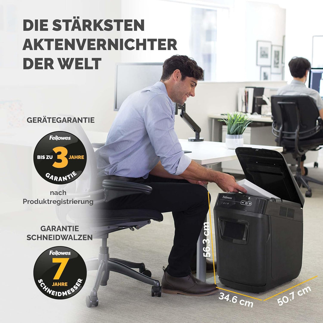 Fellowes Automatischer Aktenvernichter AutoMax 200M - bis zu 200 Blatt gleichzeitig (Mikropartikel,