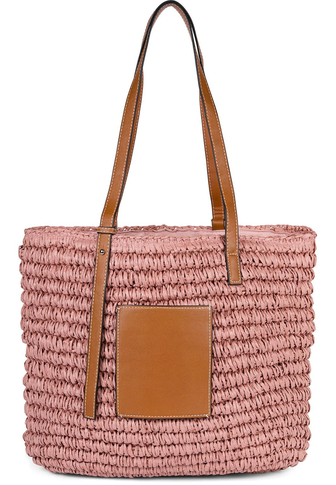 styleBREAKER Damen Korbflecht Schultertasche aus Papierstroh, Strandtasche mit langen Henkeln, Flech