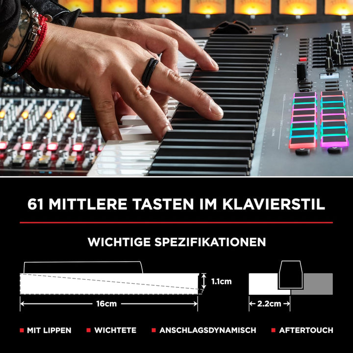 M-Audio Oxygen Pro 61 – 61-Tasten USB MIDI Keyboard Controller mit Beat Pads, MIDI-zuweisbaren Regle