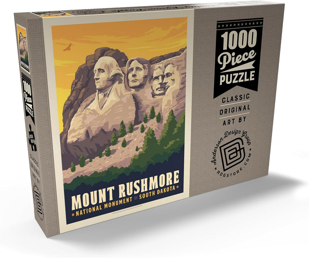 Mt. Rushmore National Memorial: Seitenansicht, Vintage Poster - Premium 1000 Teile Puzzle - MyPuzzle