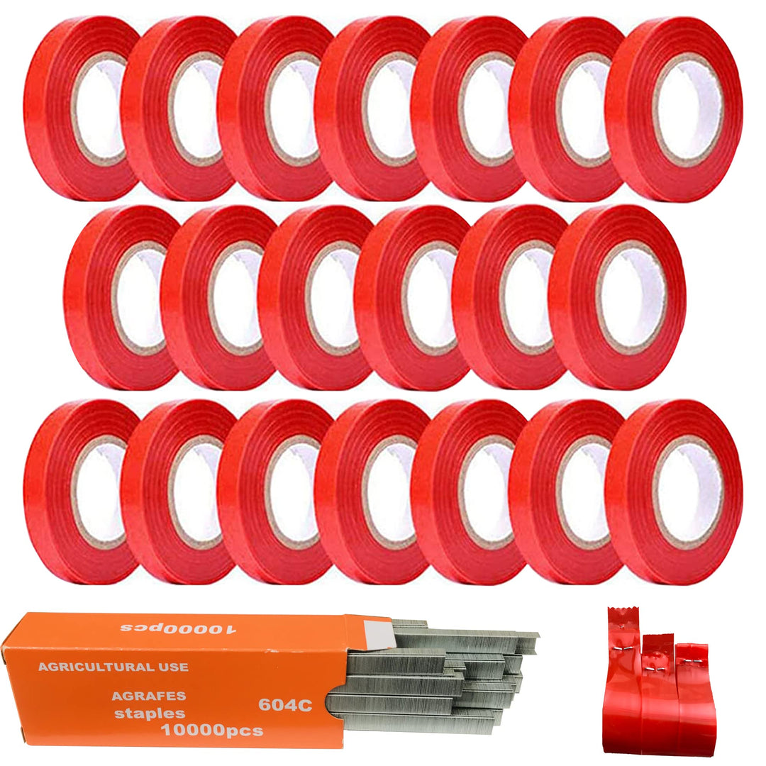 Cayway 21 Pack Bindemaschine Pflanzen, Bandzange Tape Tool Beinhaltet 20 Stück Baumschulbänder, 1 Ka