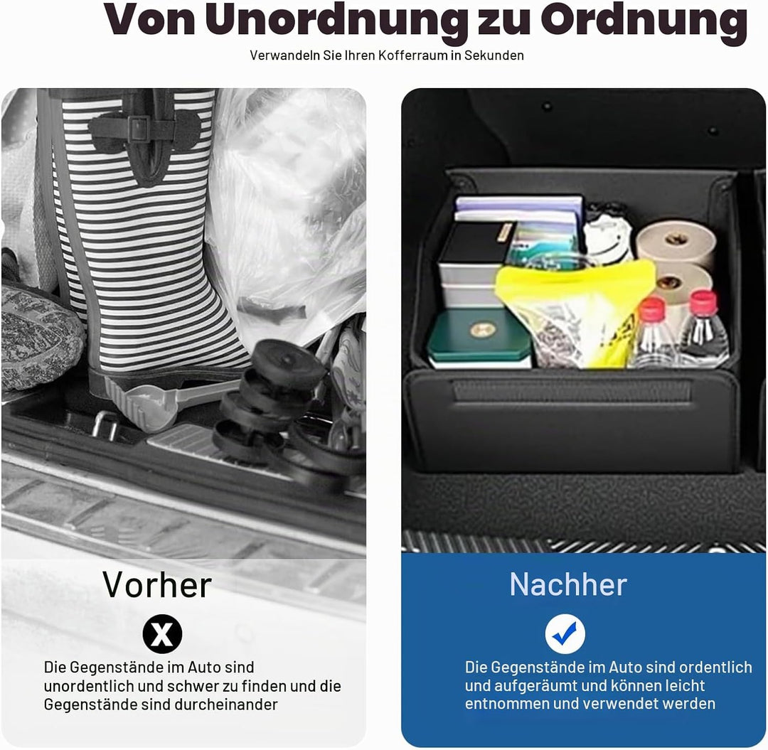 Auto Kofferraum Organizer, Kofferraumtasche Klappbar Aufbewahrungsbox PU Lede Auto box Kofferraum mi