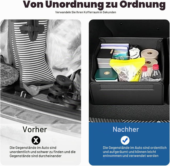 Auto Kofferraum Organizer, Kofferraumtasche Klappbar Aufbewahrungsbox PU Lede Auto box Kofferraum mi