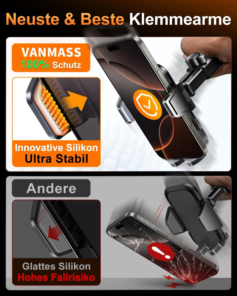 VANMASS Handyhalterung Auto [2022 Upgrade Saugkraft] Handy Halterung Auto Lüftung & Saugnapf Univers