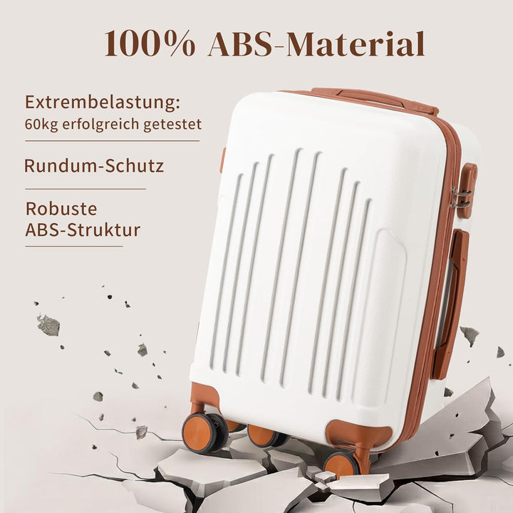 LALAHO Kofferset 4 teilig Hartschale, Reisekoffer mit Rollen Gross, Koffer Set 4 Stück aus ABS, Hand