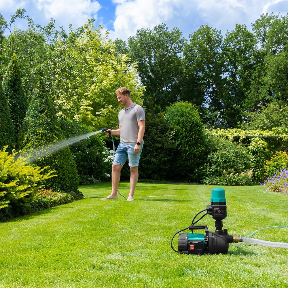 VONROC Gartenpumpe selbstansaugend - Automatische Wasserpumpe 800W, 3300l/h, 4bar - Hydrophorpumpe m