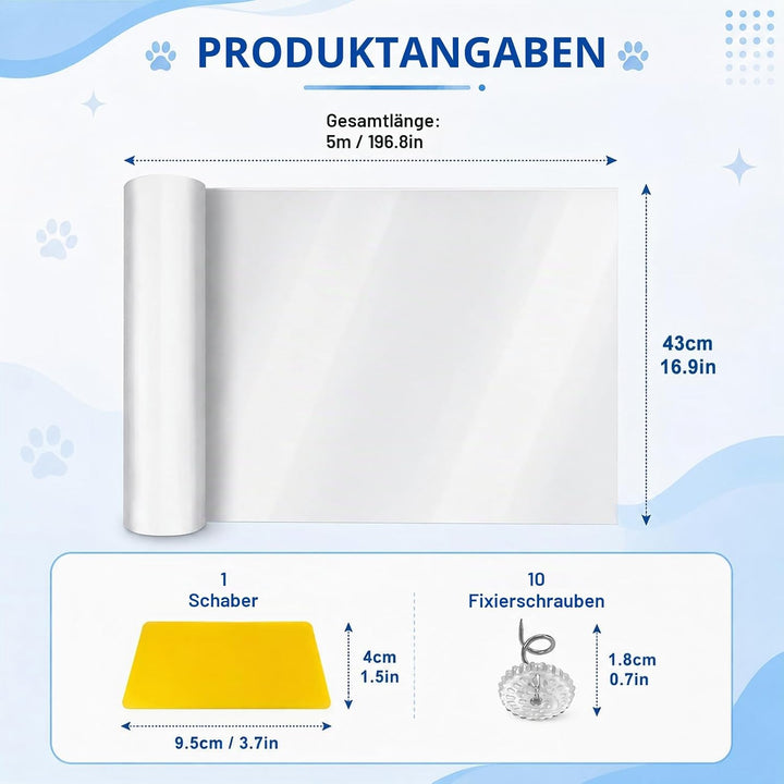 Selbstklebende Kratzfolie für Katzen,Transparente Anti-Kratz Folie (43cm x 5m), Zuschneidbar &amp; Unsic