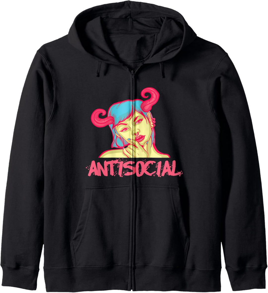 Antisoziales Mädchen Ästhetische Pastell Goth Kapuzenjacke