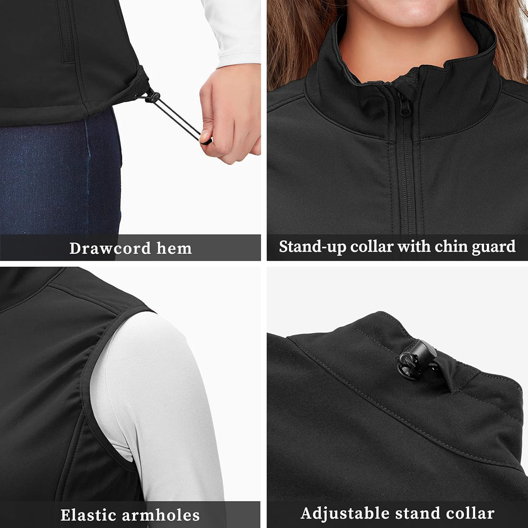 33,000ft Weste Damen Outdoor Leichte Softshell Weste Wasserdicht Ärmellose Jacke Winddichte Fleece D