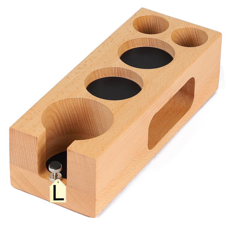 Tamper Station Holz für 58mm Siebträger, Höhenverstellbare Espresso Tamping Station 58mm für Barista