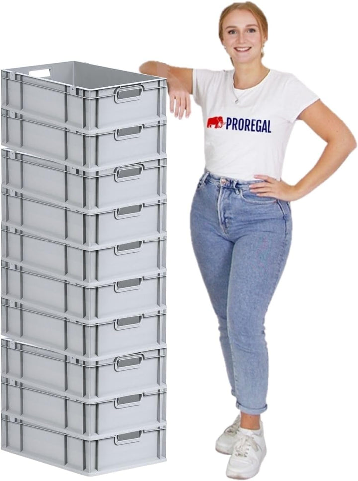 PROREGAL SuperSparSet 10x Eurobox NextGen Economy mit Auflagedeckel und 4x Schiebeschnappverschlüsse