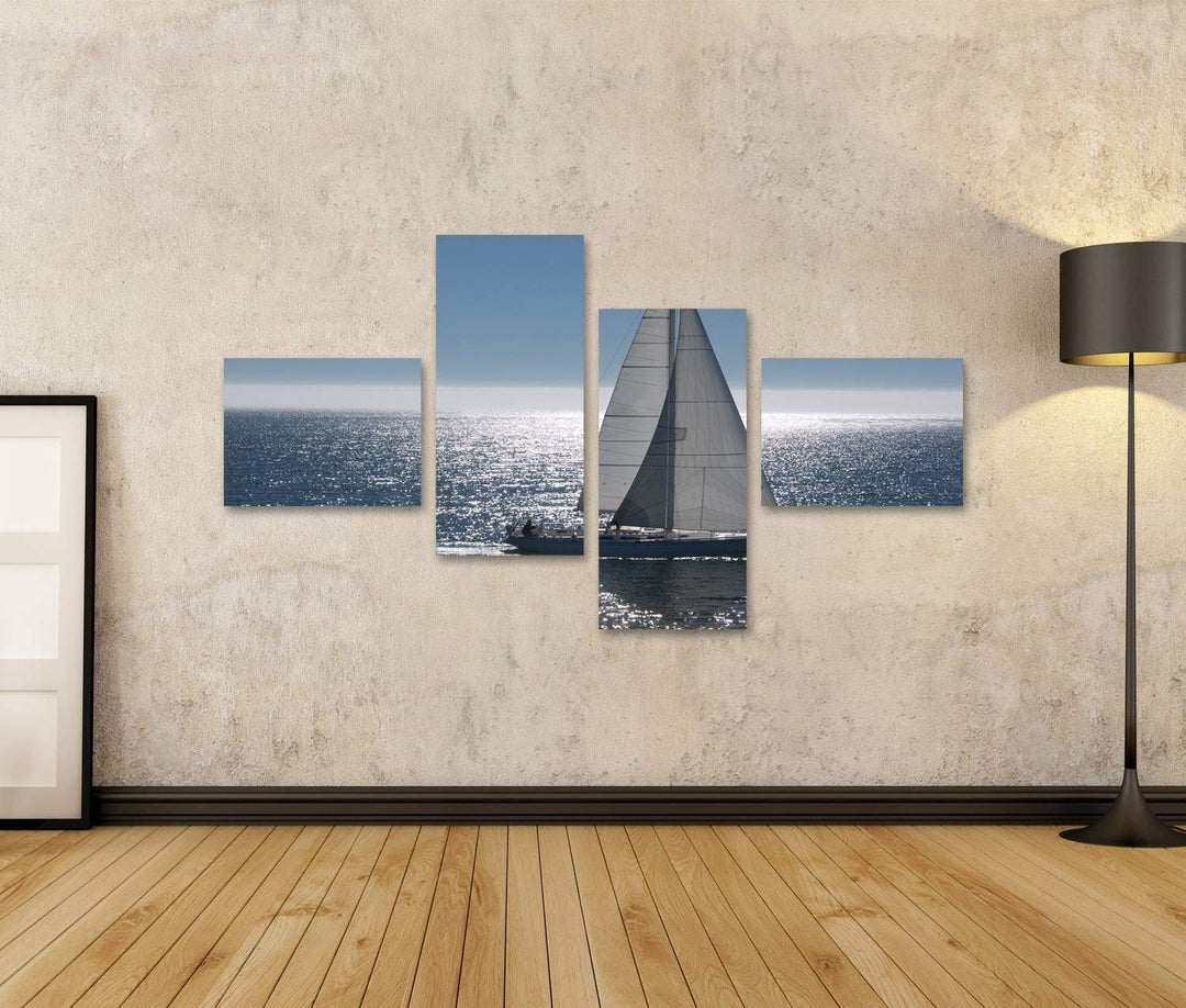 islandburner Bild auf Leinwand Segelboot Auf Ruhiger See Bilder Wandbilder Poster Leinwand 150x80cm