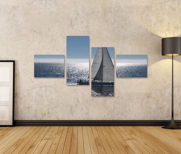 islandburner Bild auf Leinwand Segelboot Auf Ruhiger See Bilder Wandbilder Poster Leinwand 150x80cm