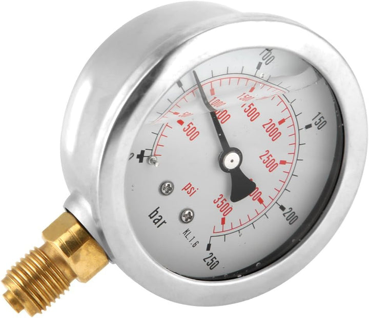 Manometer 0-250Bar 0-3750PSI G1/4 63mm Zifferblatt Hydraulische Wasserdruckanzeige Meter