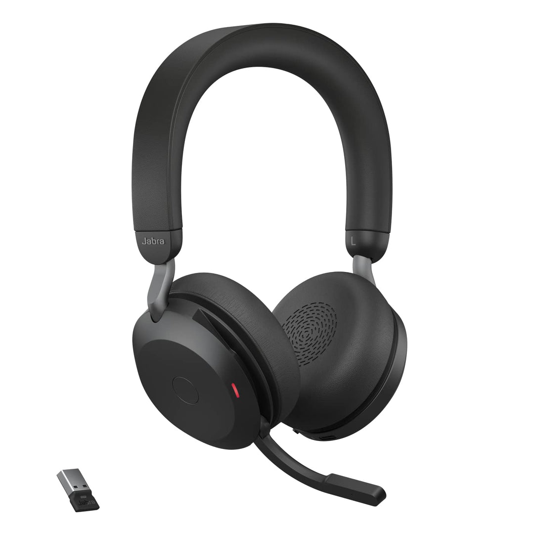 Jabra Evolve2 75 Wireless PC Headset with 8-Microphone Technology - Dual Foam Stereo Headphones with
