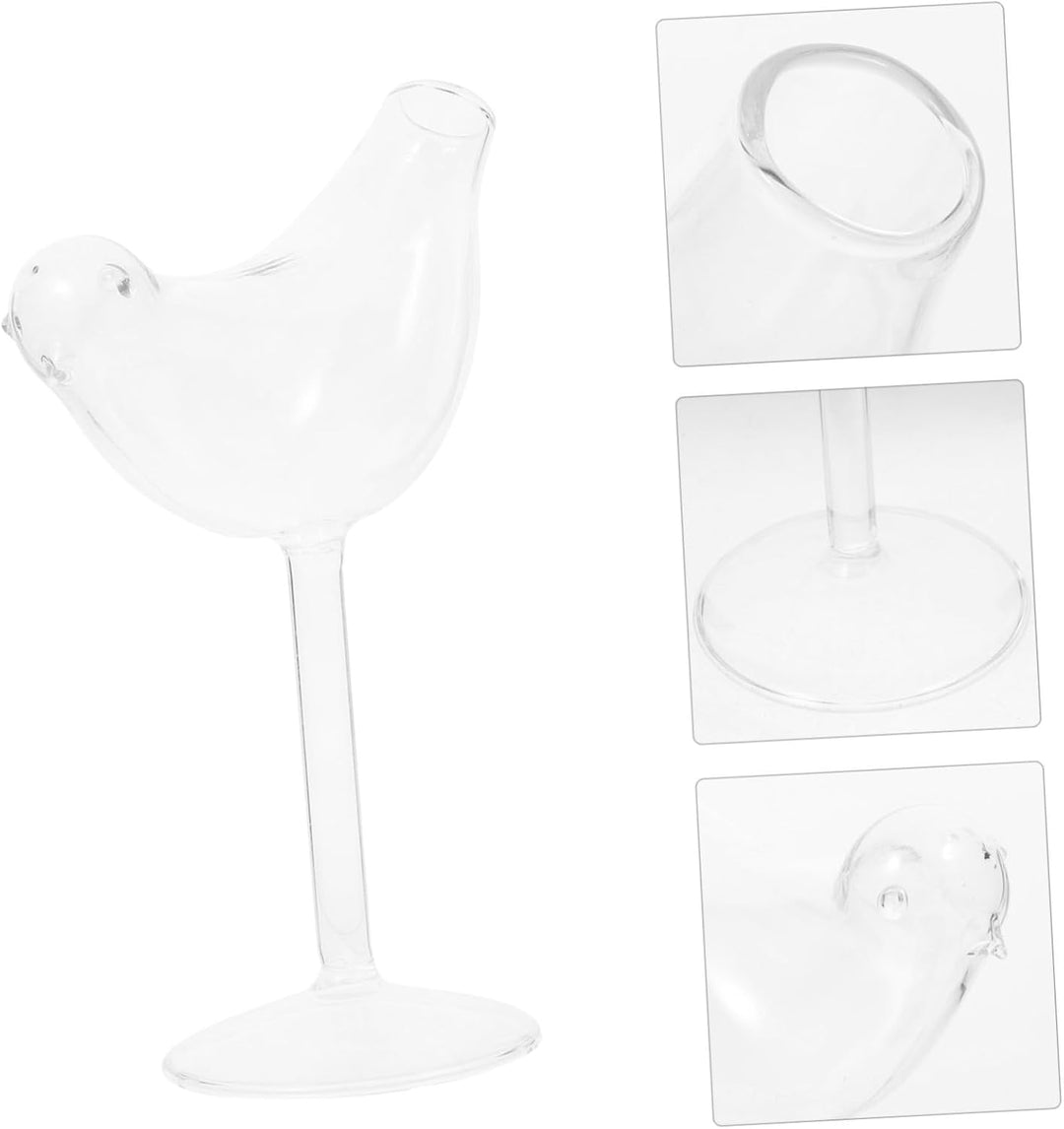 HEMOTON Weinflöten aus Glas, Vogelform, Cocktailglas, transparent, für Champagner, Wein, Trinkkelch,