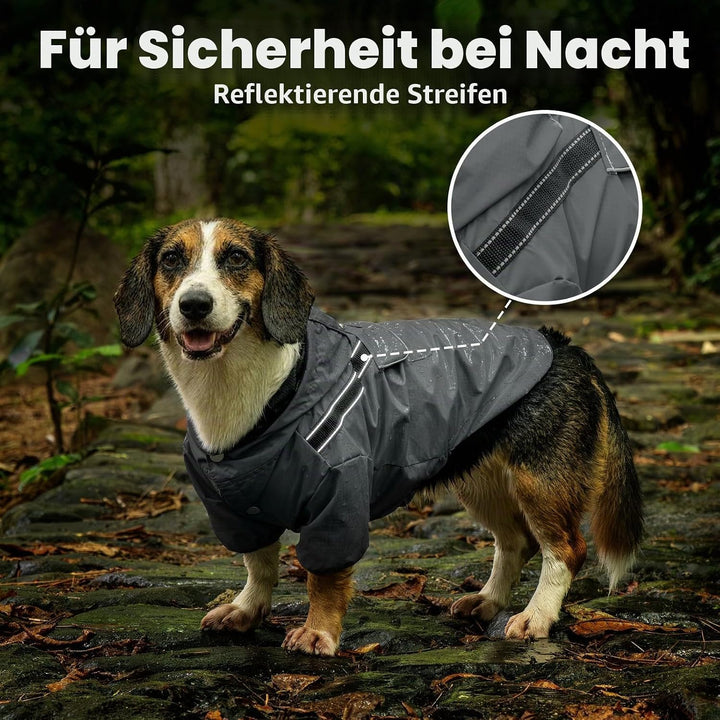 JoyDaog Premium-Regenmantel Mit Kapuze für Mittelgrosse Hunde, Outdoor-Sport, Wasserdichte Regenjack