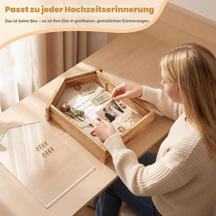 Holz 3D Bilderrahmen zum Befüllen, Grosse Shadow Box, 11x14 Zoll Vitrine Hängend Tiefer Bilderrahmen