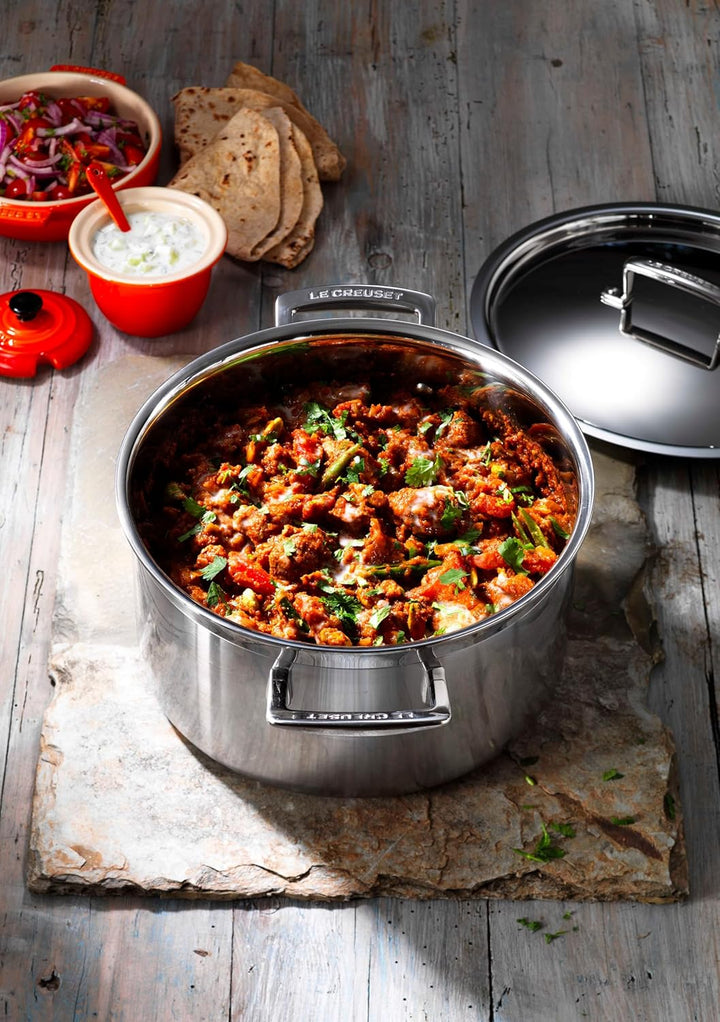 Le Creuset Fleischtopf aus 3-ply Edelstahl mit Deckel, Ø 24 cm, Für alle Herdarten inkl. Induktion g