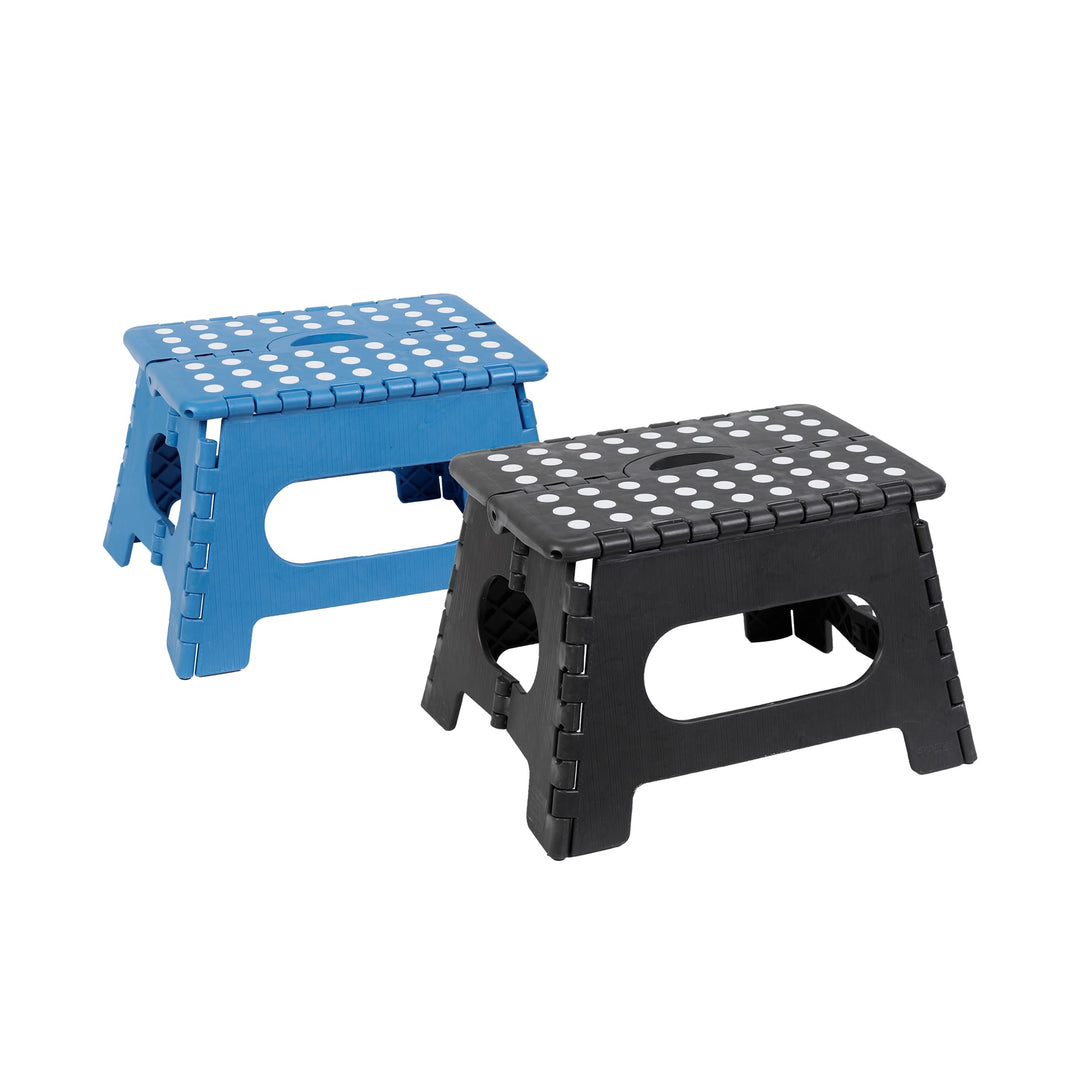 axentia Klapphocker aus Kunststoff, stabil bis 150 kg, in grau oder blau, ca. 34,5 x 22 x 27 cm