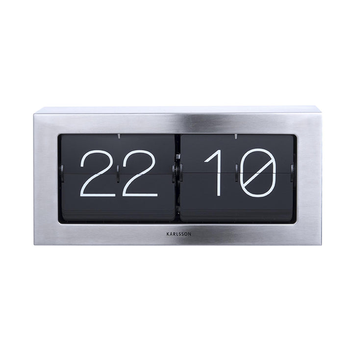 Karlsson Wand-/Tischuhr Boxed Flip - Gebürsteter Stahl - 37x17,5x9cm - Rechteck - Stahl - Standuhr -